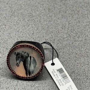 Marc Jacobs Black Resin Ring with Rose Gold and Red Accents